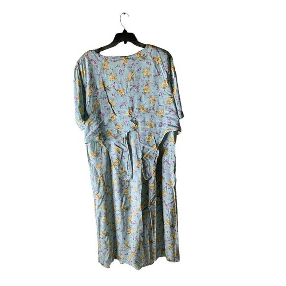 Vintage CDC Floral Dress Size 22 Nightgown Sleepwear Pleated Shoulder Pads - Picture 2 of 9